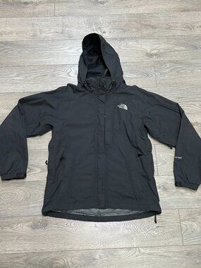 The North Face HyVent Black Rain Jacket Women's Size Medium Hooded Waterproof
